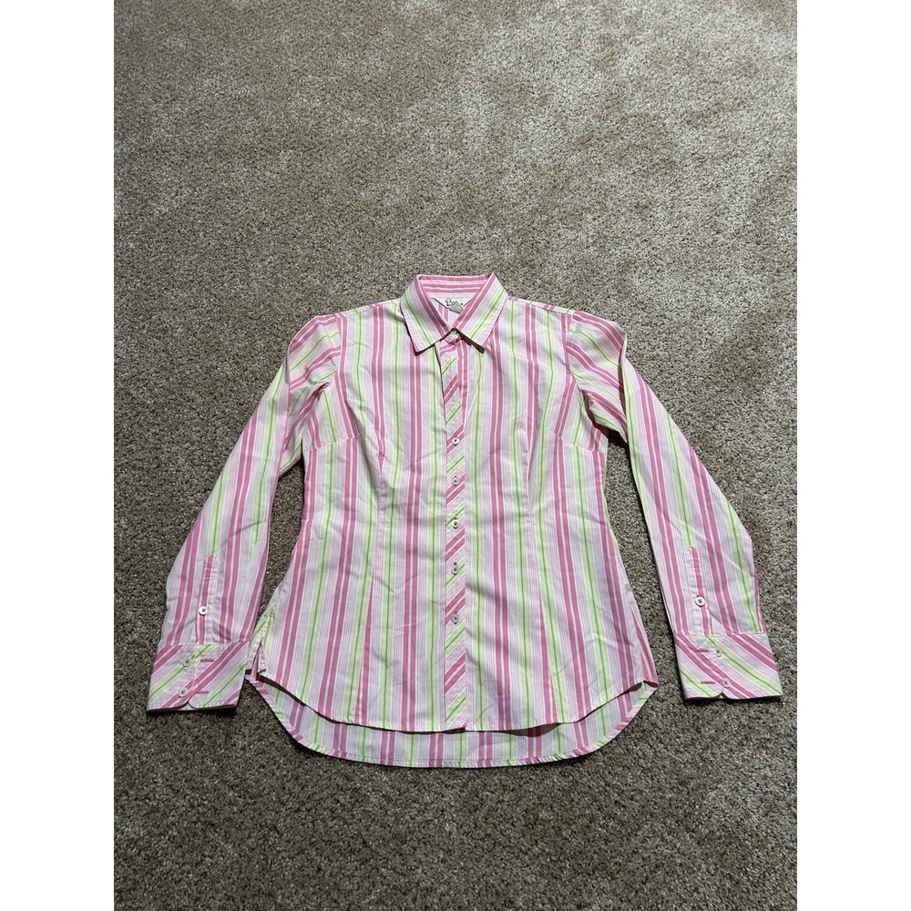 Lilly Pulitzer Pink Green Striped Button-Down Shirt